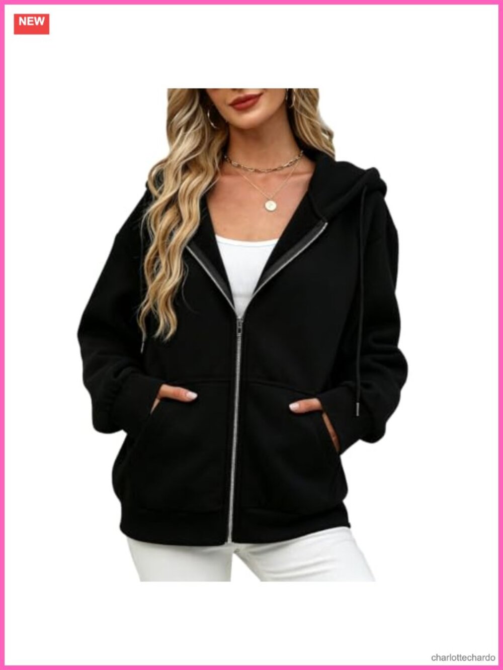 Oversized Zip Up Hoodie Fleece Jacket with Pockets Women's